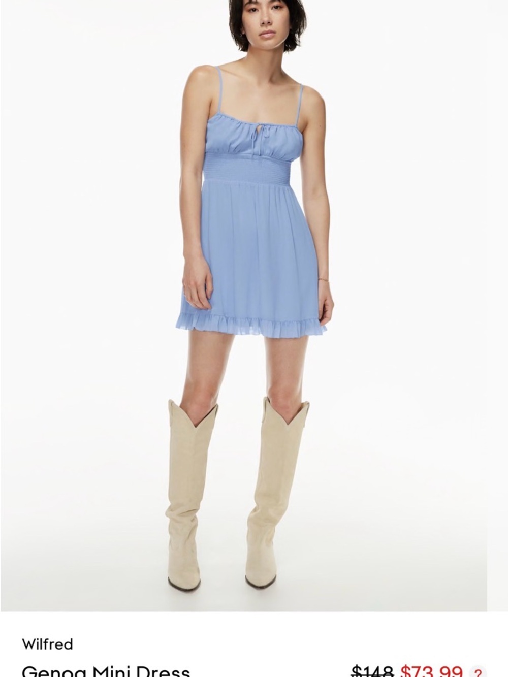 Wilfred Sky Blue Mini Dress with Ruffle Hem XXS